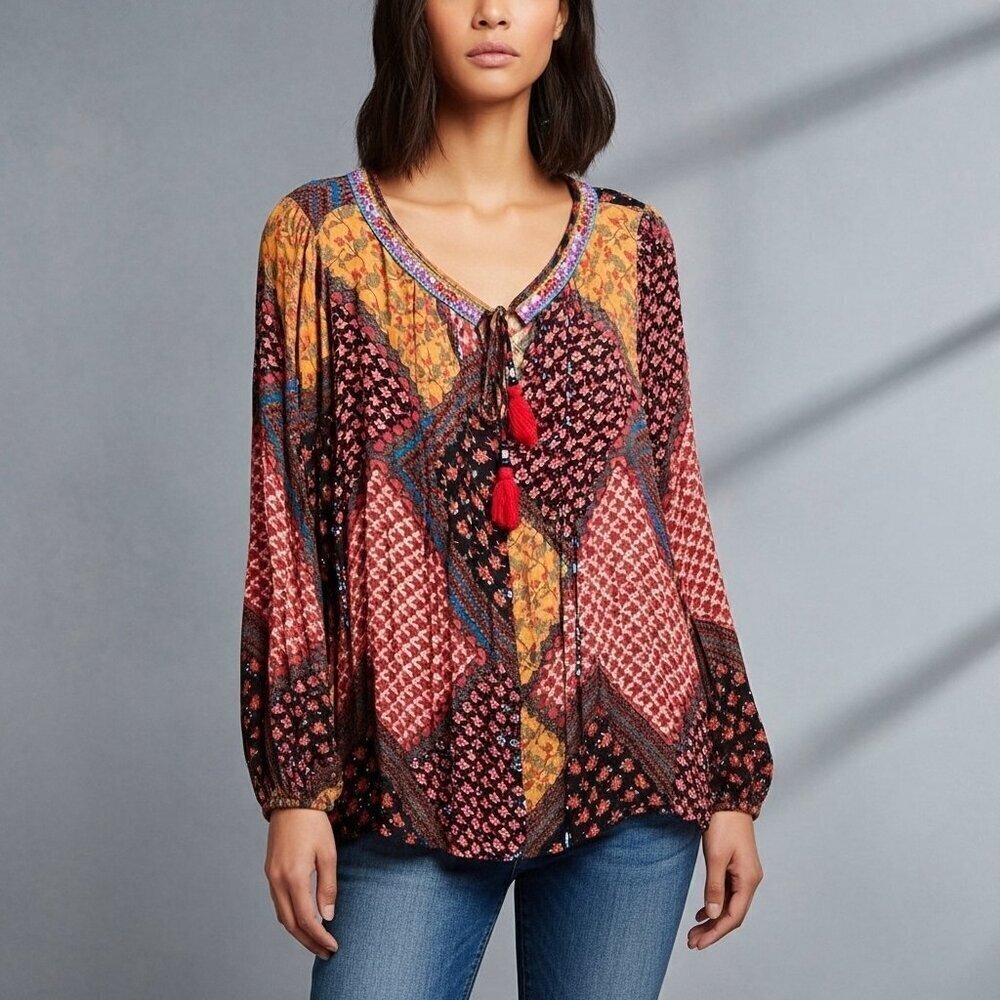 Altar’d State Bohemian Embroidered Top Size L